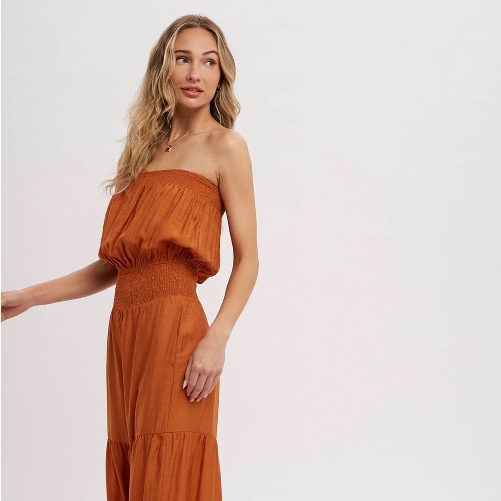 Tiered Ruffle Tube Jumpsuit